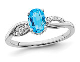 1.30 Carat (ctw) Oval Blue Topaz Infinity Ring in 14K White Gold
