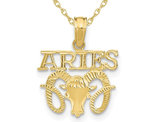 10K Yellow Gold Aries Charm Astrology Zodiac Pendant Necklace with Chain
