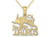 10K Yellow Gold Taurus Charm Astrology Pendant Necklace with Chain