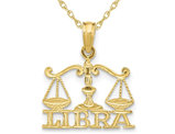 10K Yellow Gold Libra Charm Astrology Zodiac Pendant Necklace with Chain