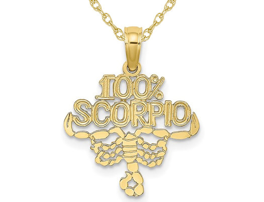 10K Yellow Gold 100% SCORPIO Charm Astrology Pendant Necklace with Chain