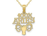 10K Yellow Gold 100% ARIES Charm Zodiac Astrology Pendant Necklace with Chain