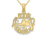 10K Yellow Gold 100% AQUARIUS Charm Astrology Zodiac Pendant Necklace with Chain