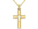 10K Yellow Gold Polished Cross Cut Out Pendant Necklace with Chain
