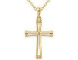 10K Yellow Gold Cut-Out Polished Cross Pendant Necklace with Chain