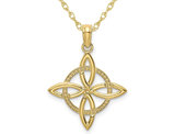 10K Yellow Gold Celtic Eternity Knot Charm Pendant Necklace with Chain