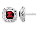 4.00 Carat (ctw) Cushion-Cut Garnet Post Earrings in Sterling Silver