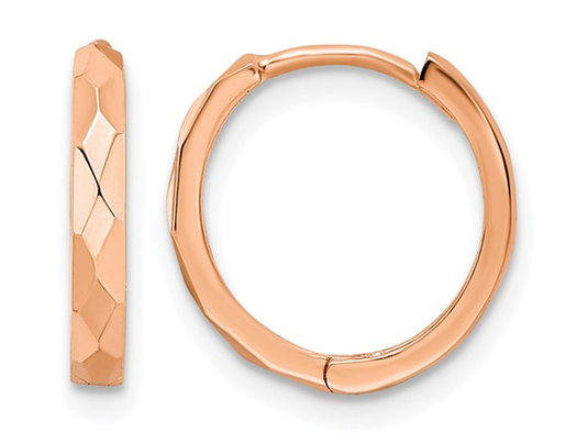 14K Rose Pink Gold Polished Hoop Earrings (2.00mm thick)