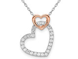 1/4 Carat (ctw) Diamond Heart Pendant Necklace in 14K Rose Pink and White Gold with Chain