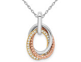 1/7 Carat (ctw) Diamond Oval Pendant Necklace in 14K White, Yellow and Rose Gold with Chain