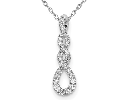 1/8 Carat (ctw) Diamond Twist Pendant Necklace in 14K White Gold with Chain