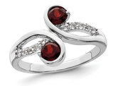 9/10 Carat (ctw) Garnet and White Topaz Two Stone Ring in Sterling Silver