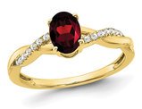 10K Yellow Gold Garnet Ring 7/10 Carats (ctw) with Accent Diamonds
