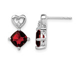 14K White Gold Heart Garnet Earrings 2.50 Carats (ctw)