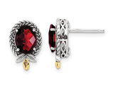 2.75 Carat (ctw) Garnet Earrings in Sterling Silver with 14K Gold Accents