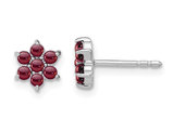 1.15 Carats (ctw) Garnet Flower Earrings in 14K White Gold