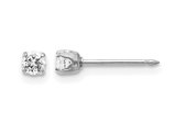 Small 3.00mm Synthetic Cubic Zirconia Solitaire Stud Earrings in 14K White Gold
