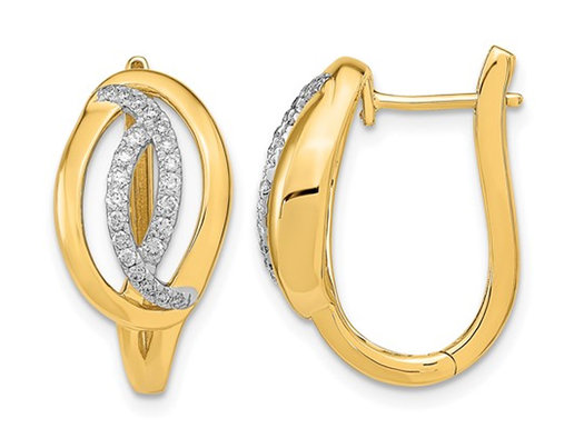 1/3 Carat (ctw I2-I3, I-J) Diamond Hinged Hoop Earrings in 14K Yellow Gold
