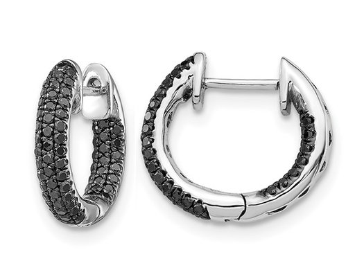 2/5 Carat (ctw) Enhanced Black Diamond In-and-Out Hoop Earrings in 14K White Gold
