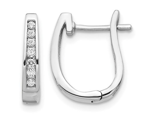 1/8 Carat (ctw) Diamond Hoop Earrings in 14K White Gold