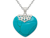 Turquoise Heart Pendant Necklace in Sterling Silver with Chain