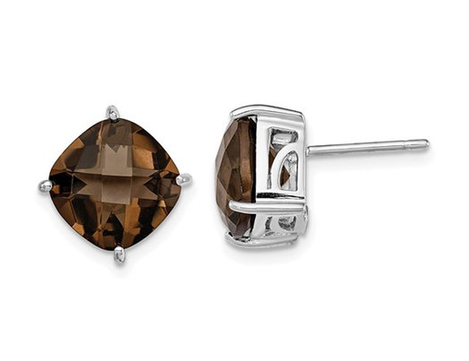 7.25 Carat (ctw) Solitaire Smoky Quartz Earrings in Sterling Silver