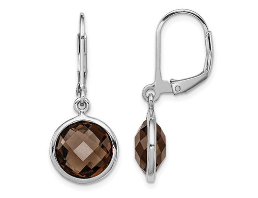 6.00 Carat (ctw) Smoky Quartz Dangle Earrings in Sterling Silver