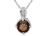 1.75 Carat (ctw) Smoky Quartz & White Topaz Pendant Necklace in Sterling Silver with Chain