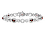 2.70 Carat (ctw) Garnet Oval Link Bracelet in Strerling Silver