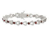 2.30 Carat (ctw) Garnet Heart Bracelet in Sterling Silver