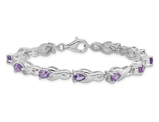 3.45 Carat (ctw) Amethyst Bracelet in Sterling Silver