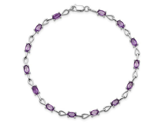 2.95 Carat (ctw) Purple Amethyst Link Bracelet in Sterling Silver