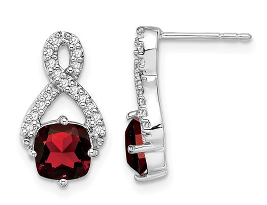 2.50 Carat (ctw) Garnet Infnity Earrings in 14K White Gold with Diamonds 