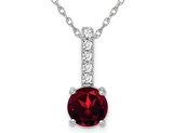 1.25 Carat (ctw) Garnet Pendant Necklace in 14K White Gold with Diamonds