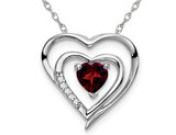 2/5 Carat (ctw) Garnet Heart Pendant Necklace in 14K White Gold with Chain