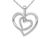 1/10 Carat (ctw) Diamond Double Heart Pendant Necklace in 14K White Gold with Chain