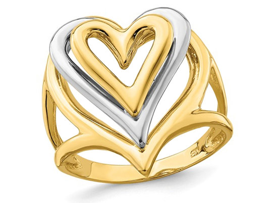 14K Yellow & White Gold Polished Heart Promise Ring