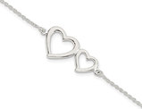 Sterling Silver Polished Two Hearts Bracelet