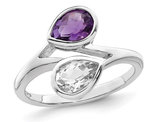 1.50 Carat (ctw) Amethyst & White Topaz Ring in Sterling Silver
