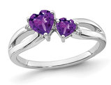 2/3 Carat (ctw) Amethyst Heart Promise Ring in 10K White Gold