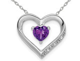1/2 Carat (ctw) Amethyst Heart Pendant Necklace in 14K White Gold with Chain