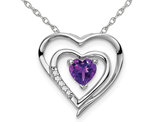 2/5 Carat (ctw) Amethyst Heart Pendant Necklace in 14K White Gold with Chain