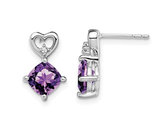 2.50 Carat (ctw) Amethyst Heart Earrings in 14K White Gold