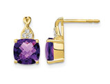 3.35 Carat (ctw) Solitaire Amethyst Earrings in 10K Yellow Gold