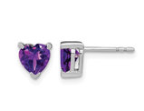 14K White Gold 1.50 Carat (ctw) Solitaire Amethyst Heart Earring