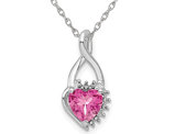3/4 Carat (ctw) Pink Tourmaline Heart Pendant Necklace in 14K White Gold with Chain