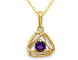 1/5 Carat (ctw) Natural Amethyst Pendant Necklace in 14K Yellow Gold with Chain