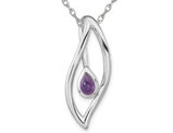 1/2 Carat (ctw) Purple Amethyst Drop Pendant Necklace in Sterling Silver with Chain