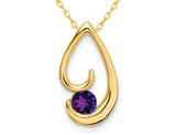 1/5 Carat (ctw) Amethyst Drop Pendant Necklace in 14K Yellow Gold with Chain