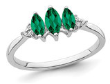 1/2 Carat (ctw) Three Stone Lab-Created Emerald Ring in 14K White Gold